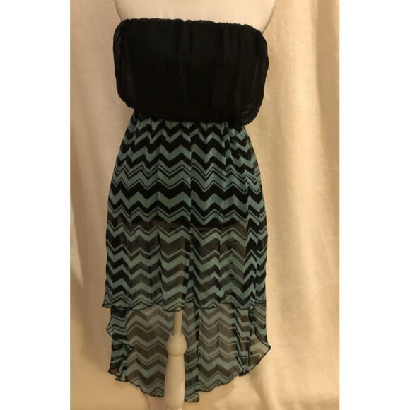 Trixxi Black & Teal Strapless ~ High Low Dress ~ Size Medium - New with Tags - Picture 1 of 6